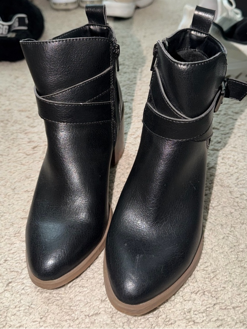 a new day Black Faux-Leather Ankle Booties with Wrap Strap